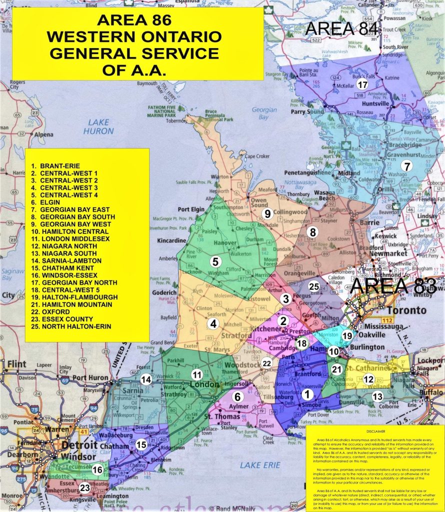 Map of Western Ontario AA in Area 86 